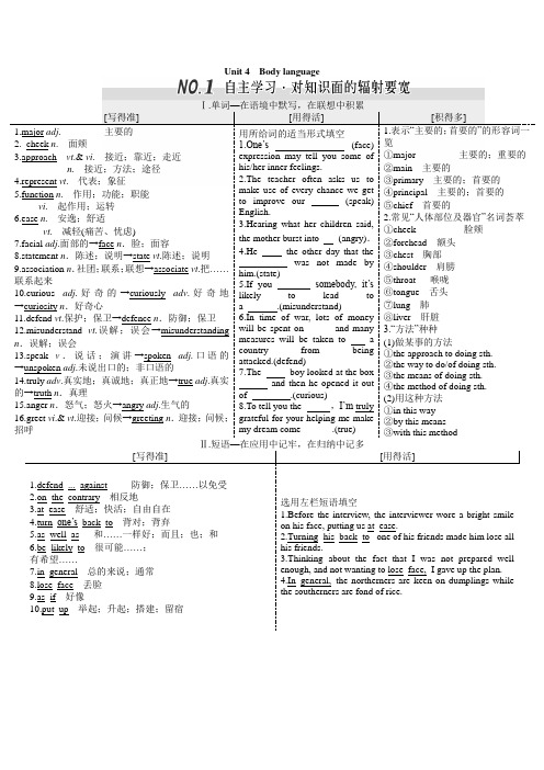 (完整版)人教版英语必修四unit4知识点以及相应练习(超级好)