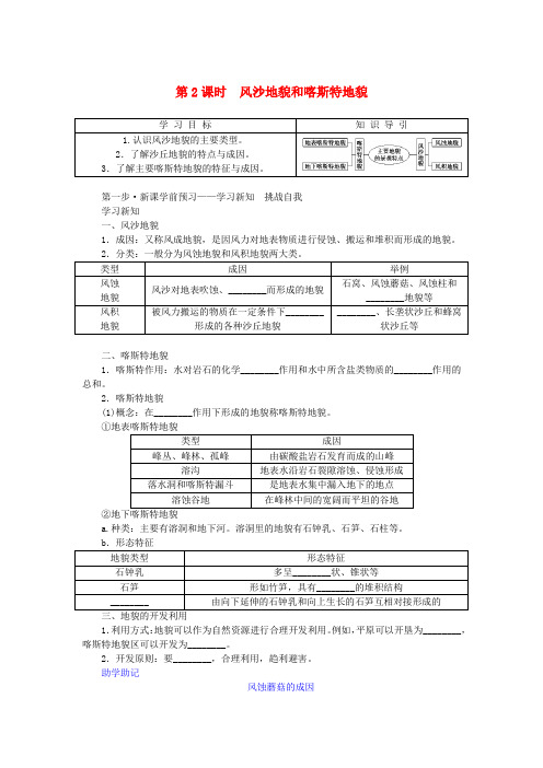 2024版新教材高中地理第二章风沙地貌和喀斯特地貌导学案中图版必修第一册