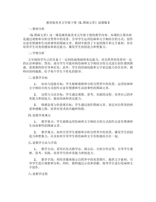 湘美版美术五年级下册《5.图画文章》说课稿3