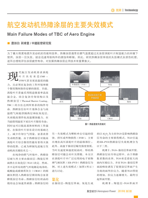 航空发动机热障涂层的主要失效模式