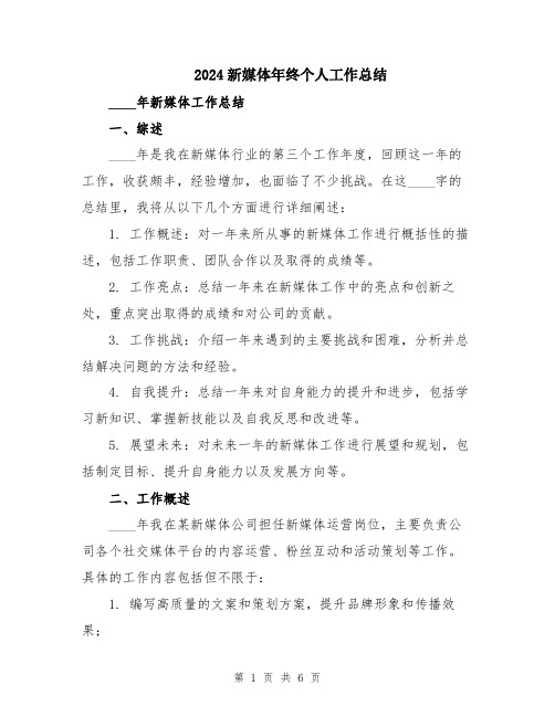 2024新媒体年终个人工作总结
