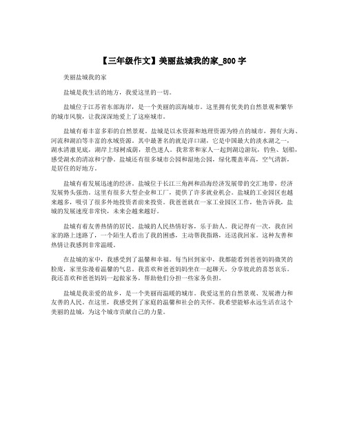 【三年级作文】美丽盐城我的家_800字