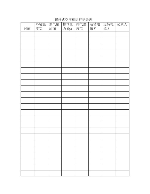 螺杆式空压机运行记录表实用文档