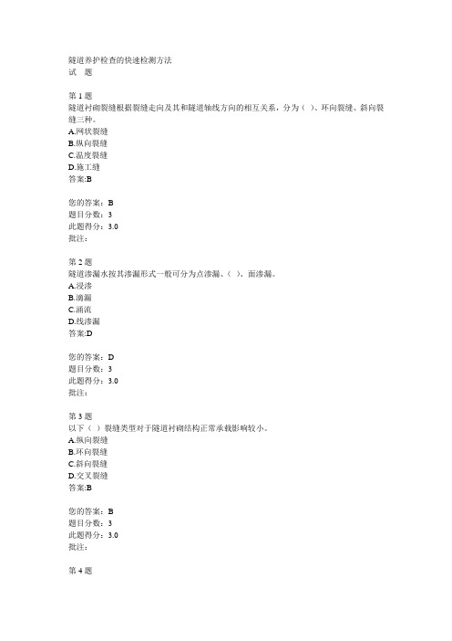 隧道养护检查的快速检测方法