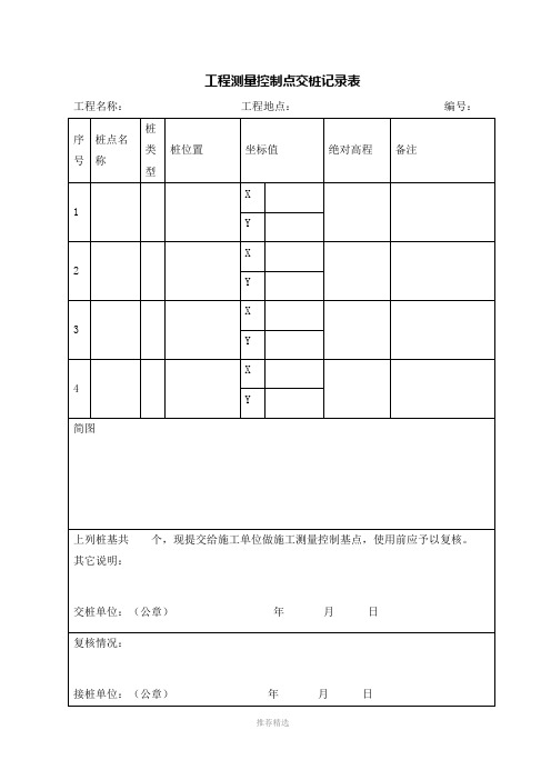 工程测量控制点交桩记录表Word版