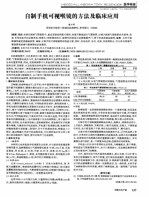 自制手机可视喉镜的方法及临床应用