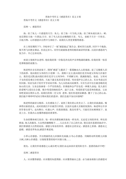青海中考作文《感恩常在》范文5则