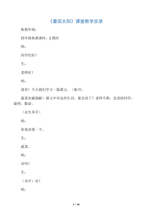 番茄太阳课堂教学实录