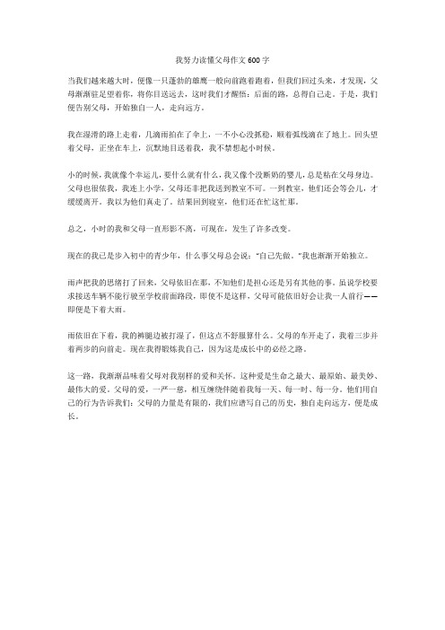 我努力读懂父母作文600字完美版