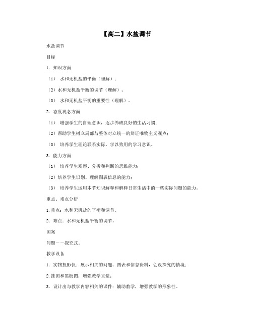 【高二】水盐调节