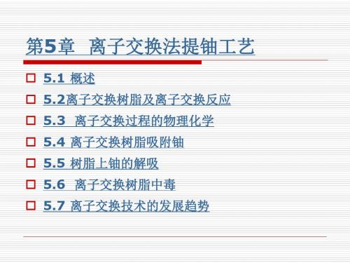 铀水冶工艺-4.1离子交换树脂及离子交换反应