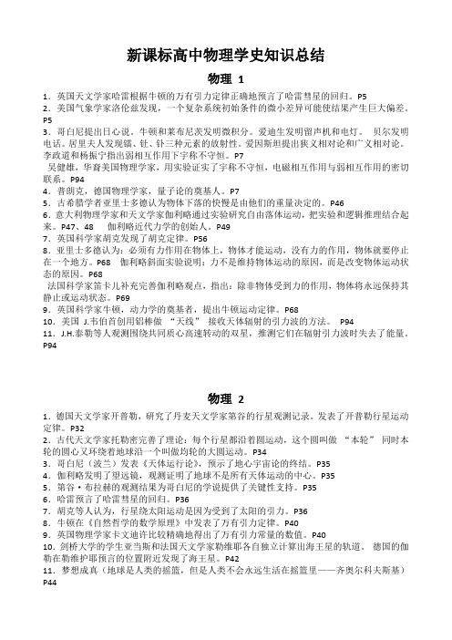 新课标高中物理学史知识总结