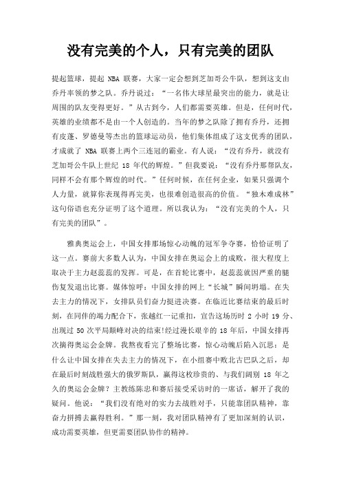 没有完美的个人只有完美的团队