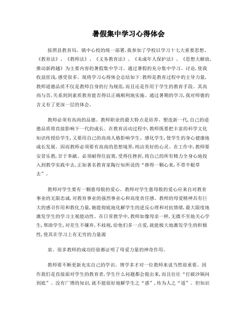 暑假集中学习心得体会3