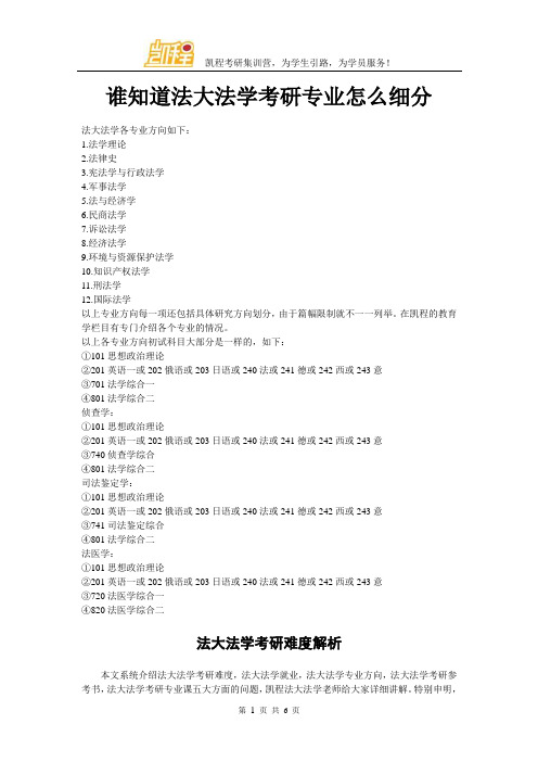 谁知道法大法学考研专业怎么细分