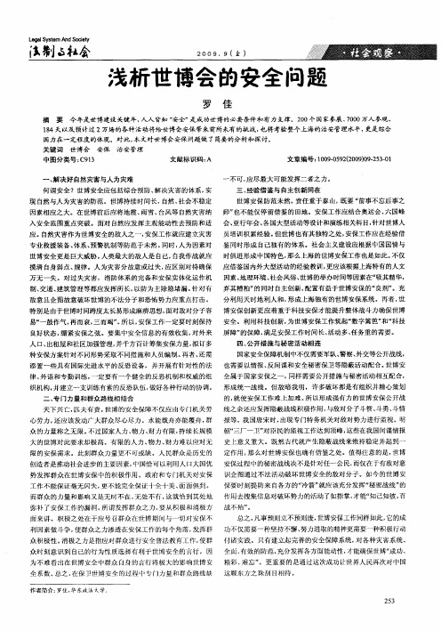 浅析世博会的安全问题