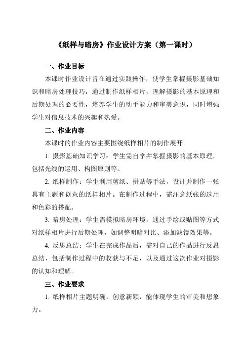 《第15课纸样与暗房》作业设计方案-小学信息技术人教版三起01三年级下册