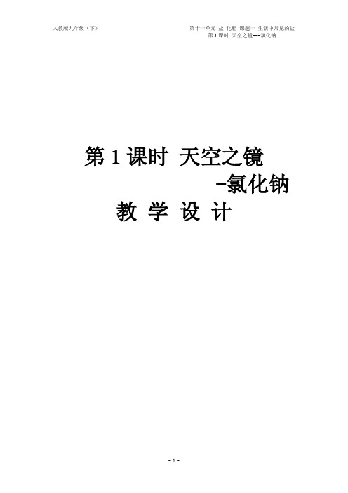 常见的盐---氯化钠教学设计(初化人教版)  
