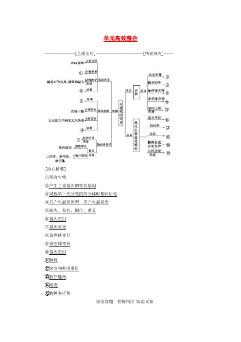 2018版高三生物一轮复习 第7单元 单元高效整合讲义 新人教版必修2