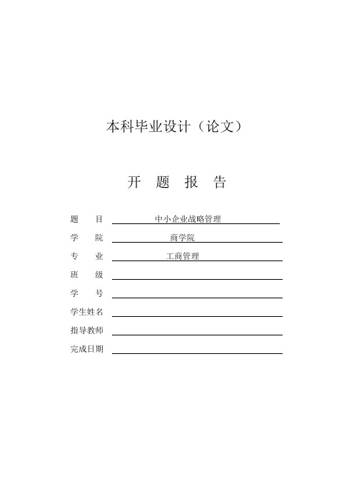 中小企业战略管理[开题报告]