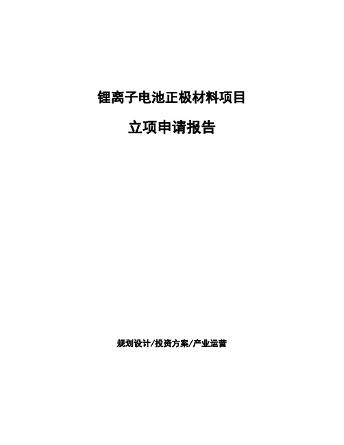 锂离子电池正极材料项目立项申请报告