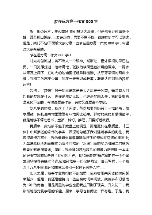 梦在远方高一作文800字