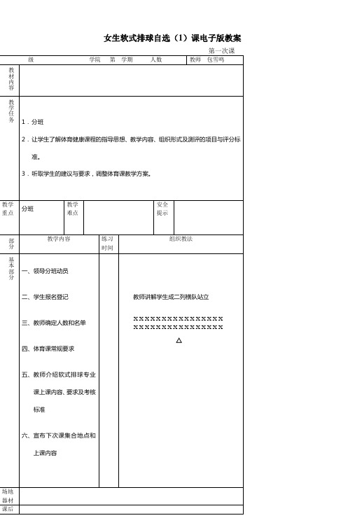 华东师大体育与健康课程女排自选(1)教案