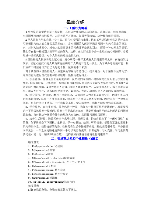 量表简介