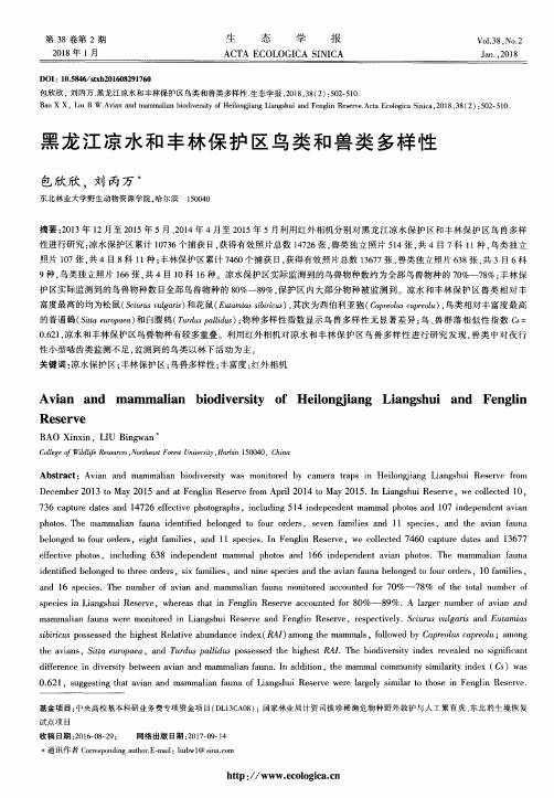 黑龙江凉水和丰林保护区鸟类和兽类多样性