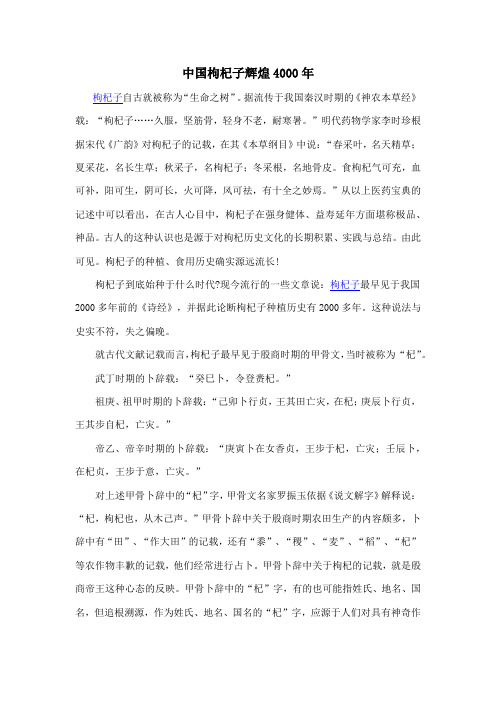中国枸杞子辉煌4000年