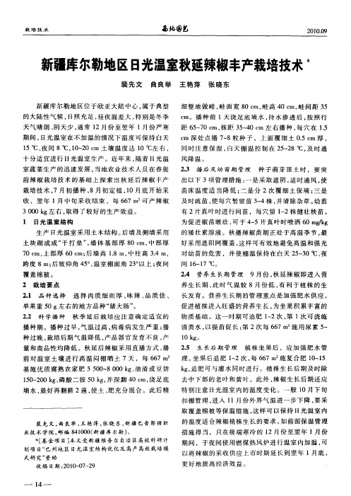 新疆库尔勒地区日光温室秋延辣椒丰产栽培技术