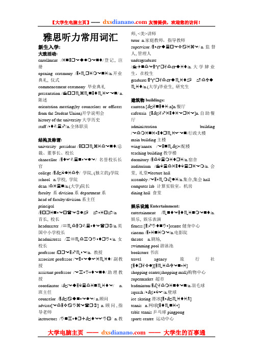 雅思听力常用词汇