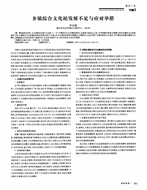 乡镇综合文化站发展不足与应对举措