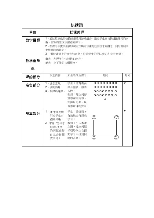 体育与健康《快速跑》优质教案.教学设计