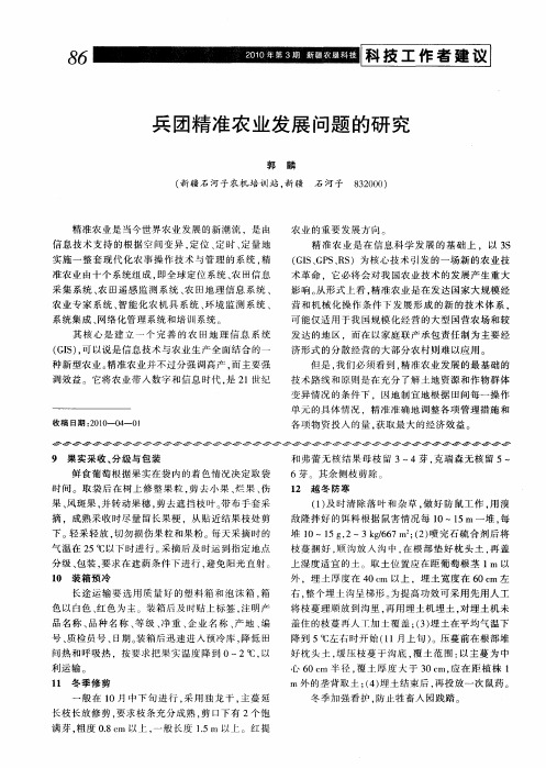 兵团精准农业发展问题的研究