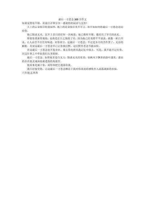最后一寸思念300字作文