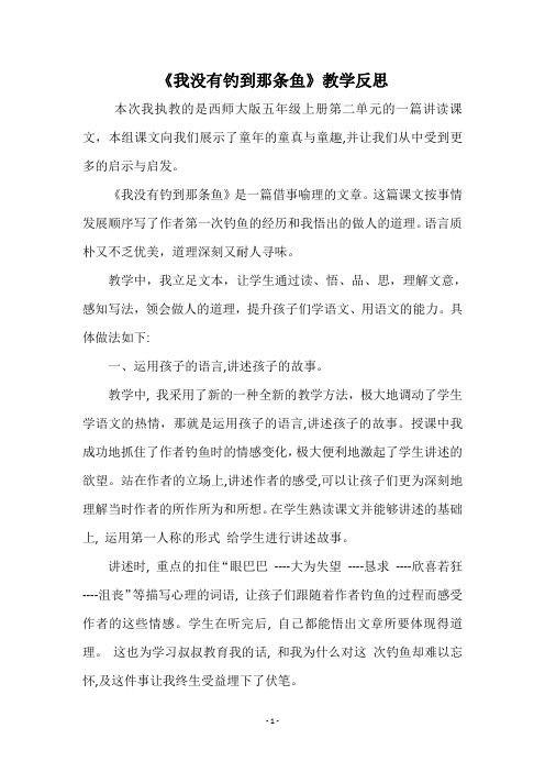 《我没有钓到那条鱼》教学反思