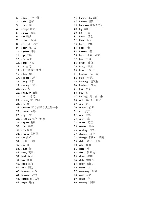 英语期末复习高频词汇1-500个