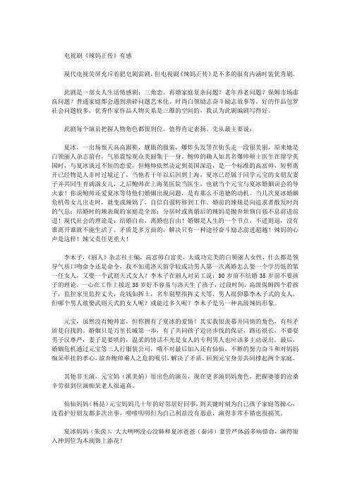 电视剧《辣妈正传》有感