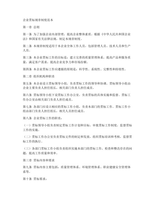 企业贯标规章制度范本