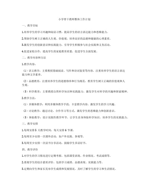 小学骨干教师整体工作计划
