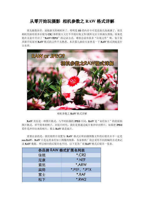 从零开始玩摄影 相机参数之RAW格式详解