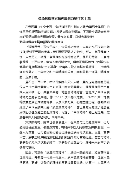 弘扬抗震救灾精神凝聚力量作文5篇