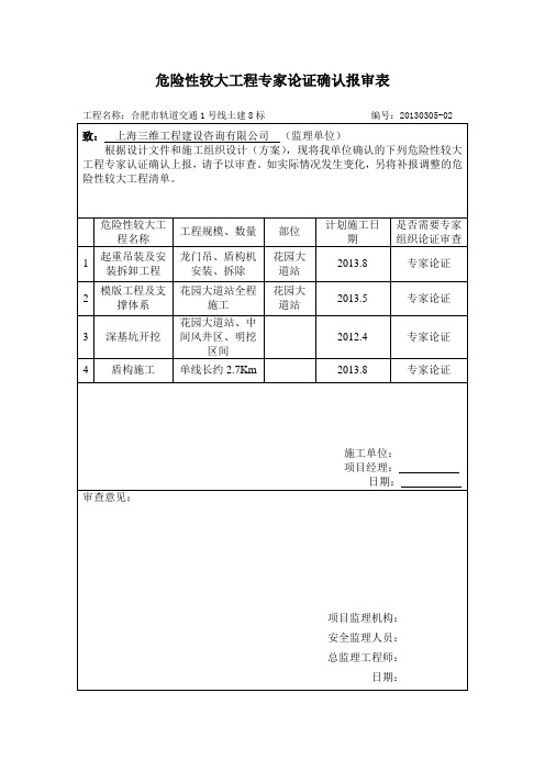专家论证确认报审表