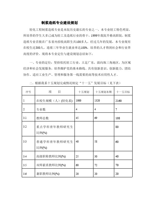 轻化系“十一五”发展规划 - 广东轻工职业技术学院 专业建设