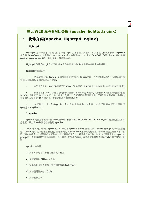 三大WEB服务器对比分析(apache ,lighttpd,nginx)