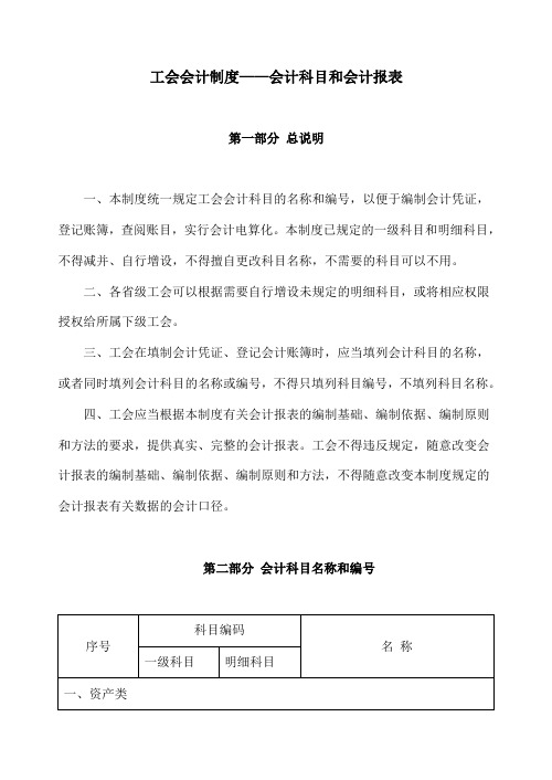 工会会计制度——会计科目和会计报表经典.doc