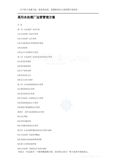 某污水处理厂运营管理方案