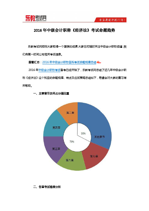 2016年中级会计职称《经济法》考试命题趋势