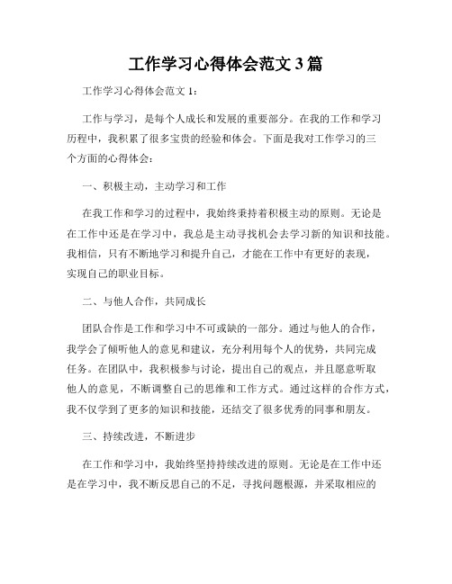 工作学习心得体会范文3篇